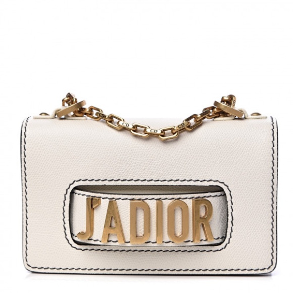 Dior White and Gold Clutch with Chain